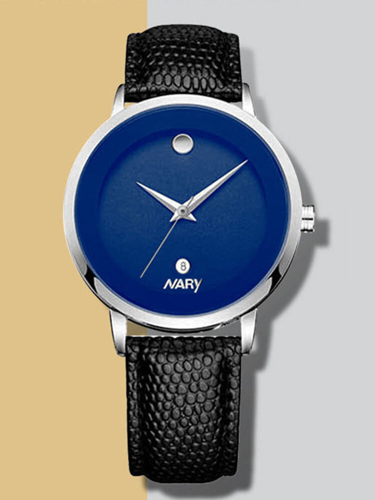 

3 Colors PU Alloy Men Vintage Watch Decorated Pointer Calendar Quartz Watch, Black;blue;gold