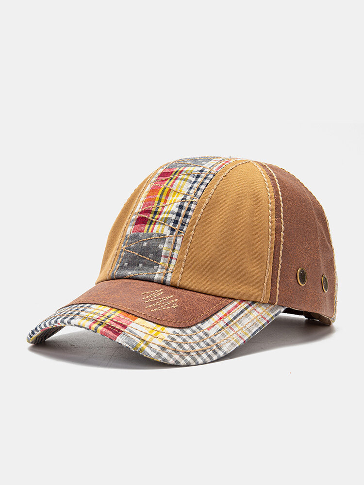 Unisex Patchwork Lattice Pattern Fashion Young Sunshade Baseball Hat