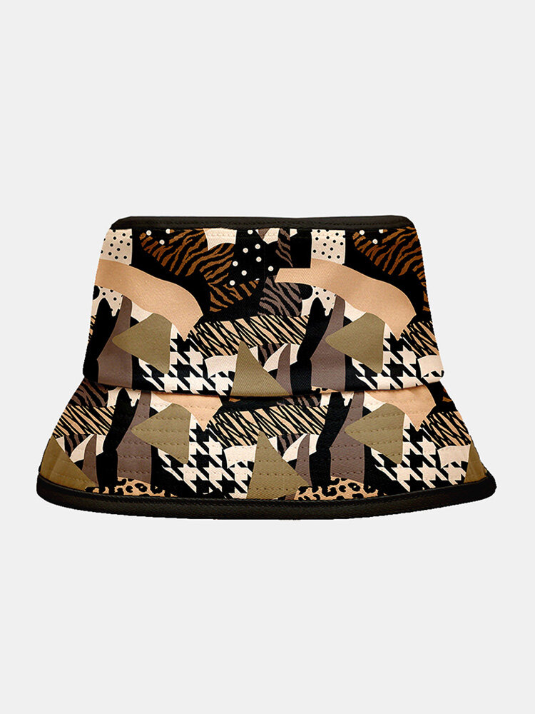 Unisex Polyester Cotton Overlay Mixed Animal Pattern Natural Sunshade Bucket Hat