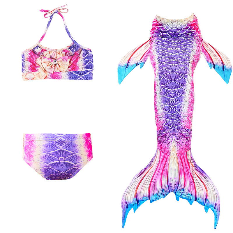 3Pcs Girls Mermaid Swimsuit Bikini Set For 4Y-13Y
