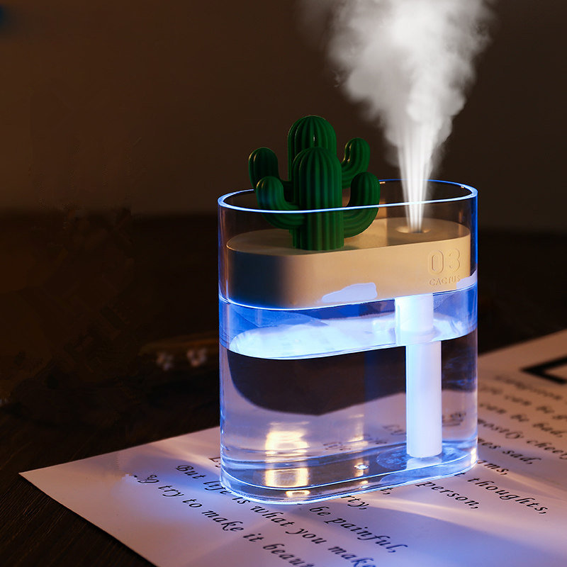 Clear Cactus Ultrasonic Air Humidifier 160ml Color Light Usb Air Purifier Anion Water Atomizer