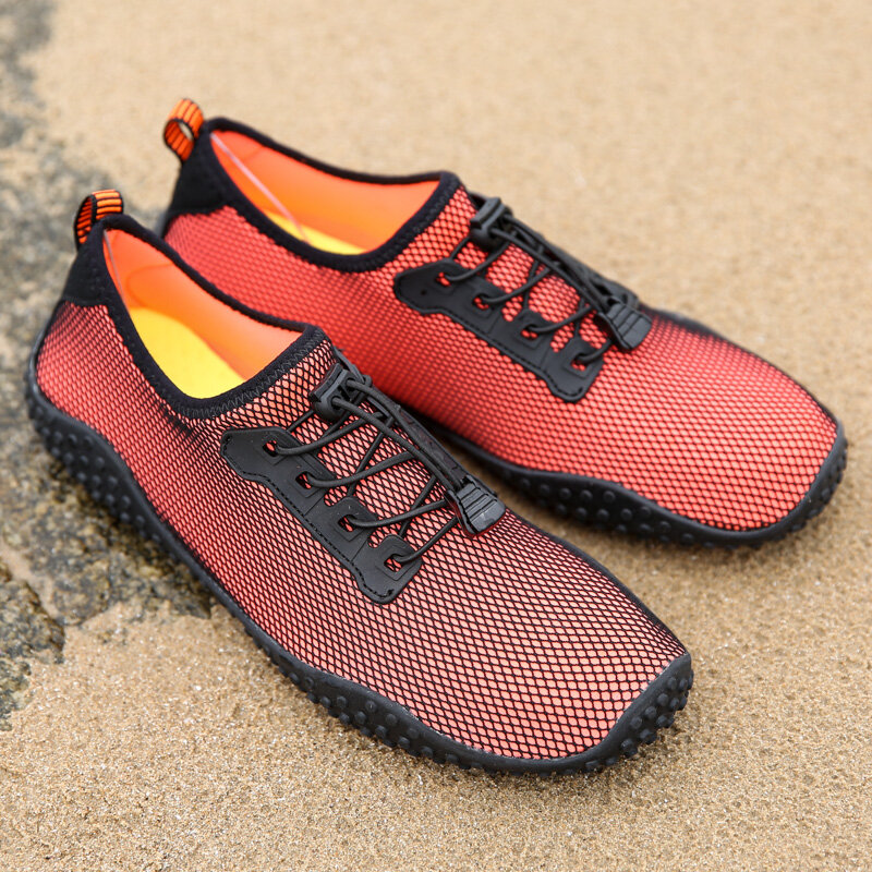 Men Fabric Mesh Comfy Non Slip Quick-Drying Beach Diving Water Shoes