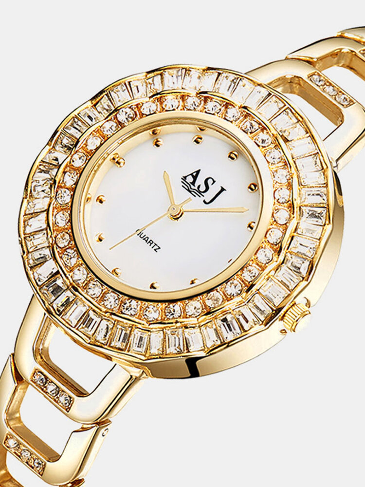 Trendy Women Wristwatch Hollow Steel Band Simple Bracelets clasp Quartz Watch