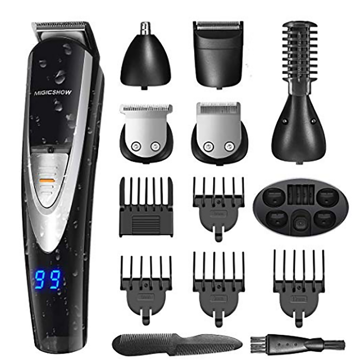 

12 in 1 Waterproof Hair Clipper Kit USB Rechargeable Cordless Electric Grooming Trimmer Set