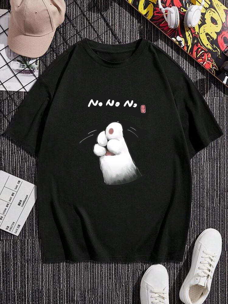 T-shirts à manches courtes et col rond imprimé griffe de chat pour hommes