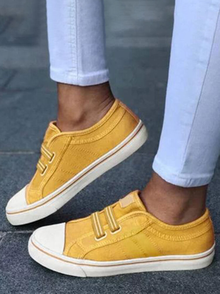Women Oversized Canvas Elastic Band Comfy Wearable Casual Flats