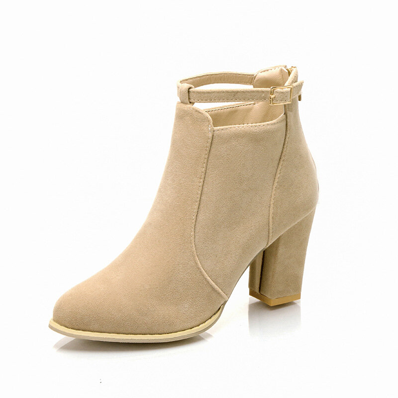 Women Large Size  High Heel Thick  Ankle  Boots 