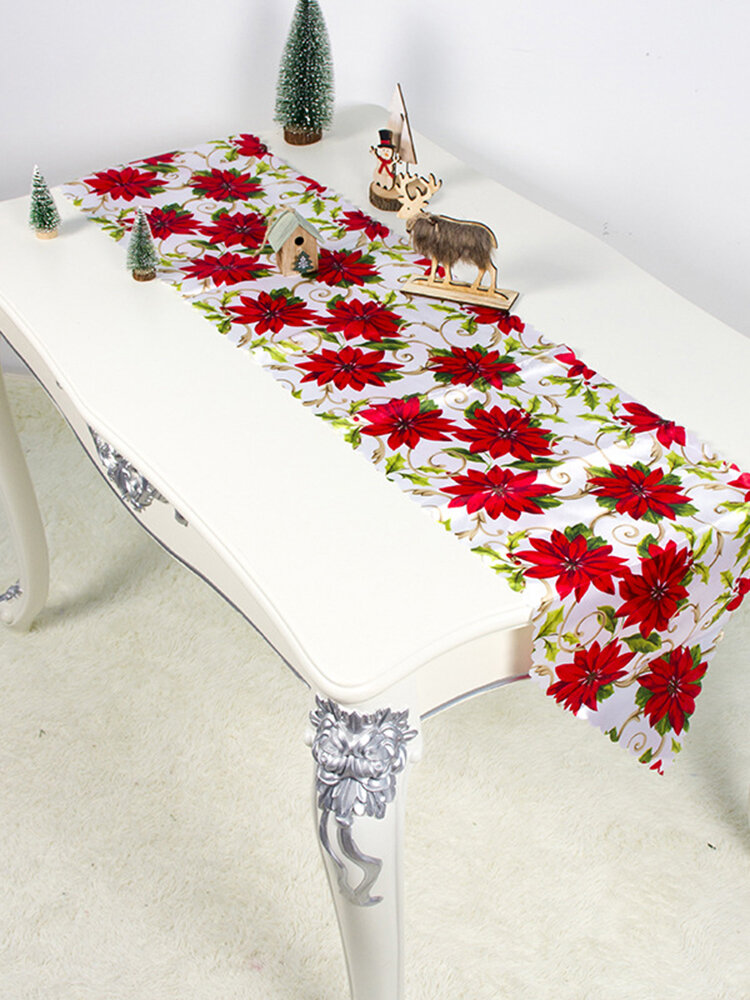 180*35cm European Christmas Decoration Embroidery Christmas Table Flag Home Desktop Decor