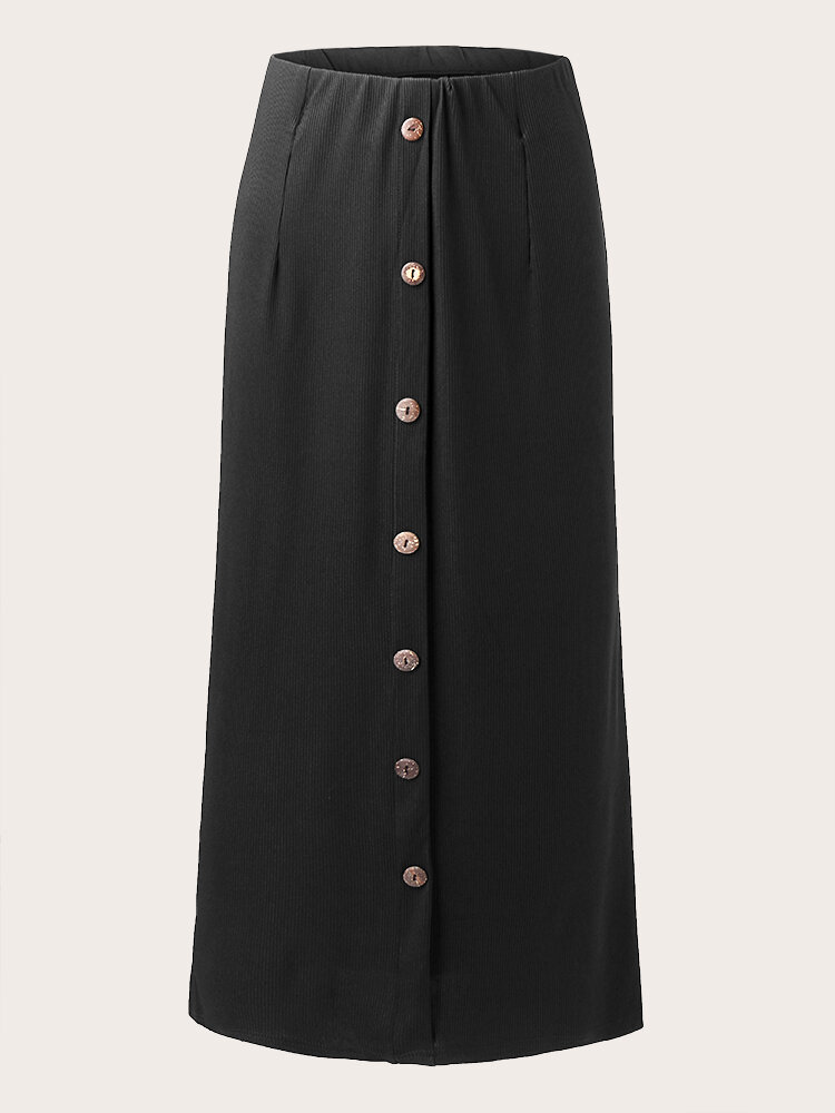 Трикотажная однобортная однобортная юбка большого размера в рубчик