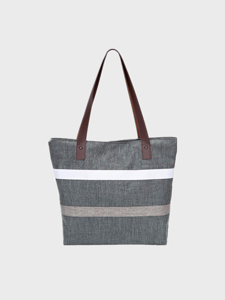 Women Striped Pattern Print Large Capacity Handbag Shoulder Bag Tote