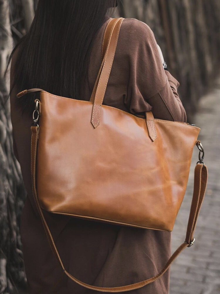 Women Vintage Weekender Bag Soft PU Leather Oversized Shoulder Bag Handbag Tote