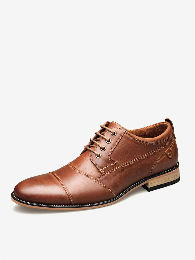 Men Genuine Leather Non Slip Large Size Business Formal Dress Shoes