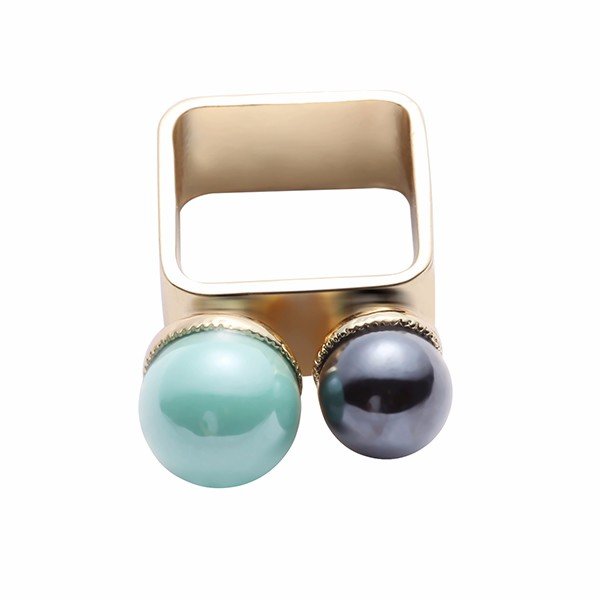 Style d'équilibrage Vintage Ring Alloy Black Green Pearl Ring
