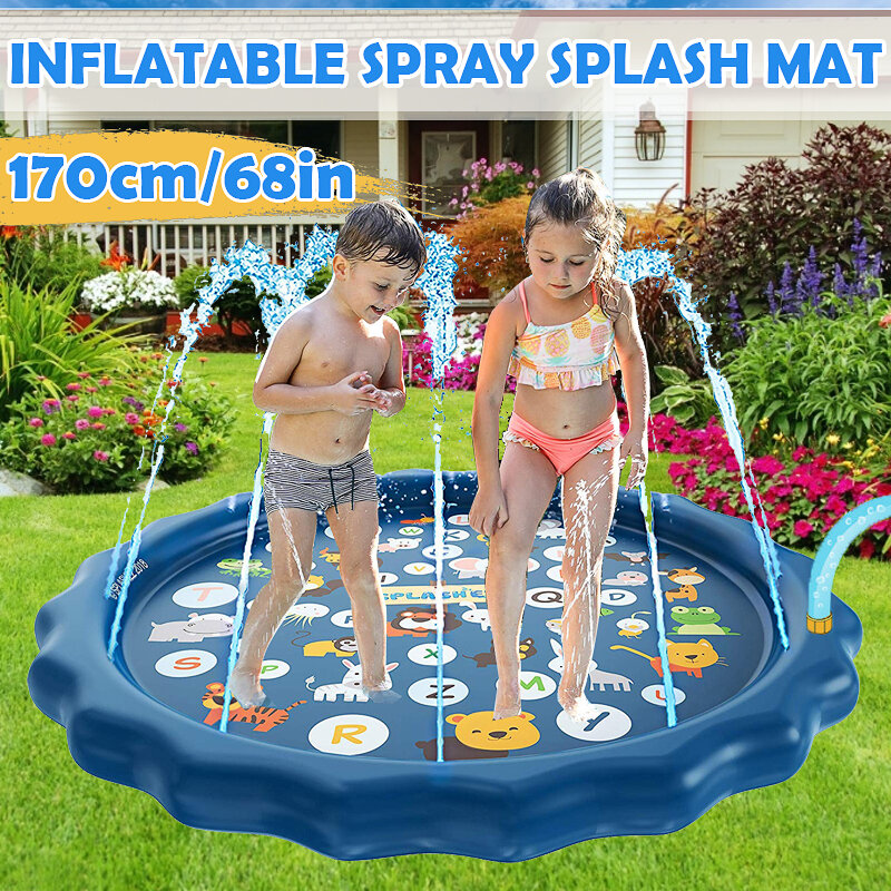 170CM Inflatable Sprinkler Pad Splash Play Mat Fun Toy Kids Water Swimming Pool 