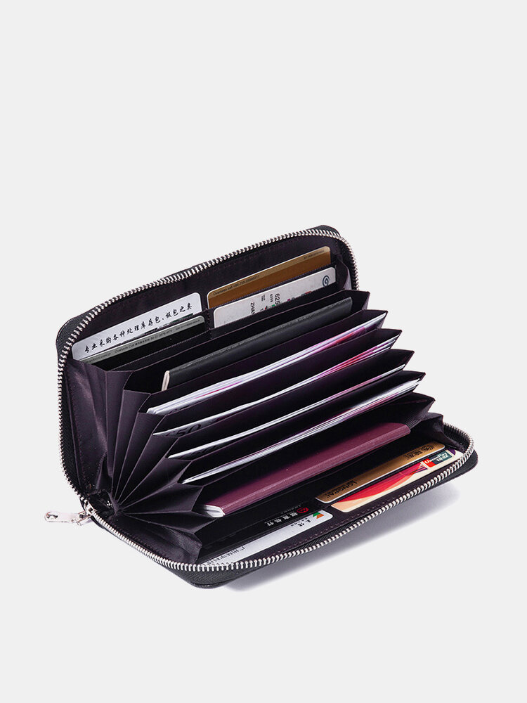 JOSEKO Women's Genuine Leather Casual Zipper Multifunctional ID Pouch Large Capacity RFID Wallet