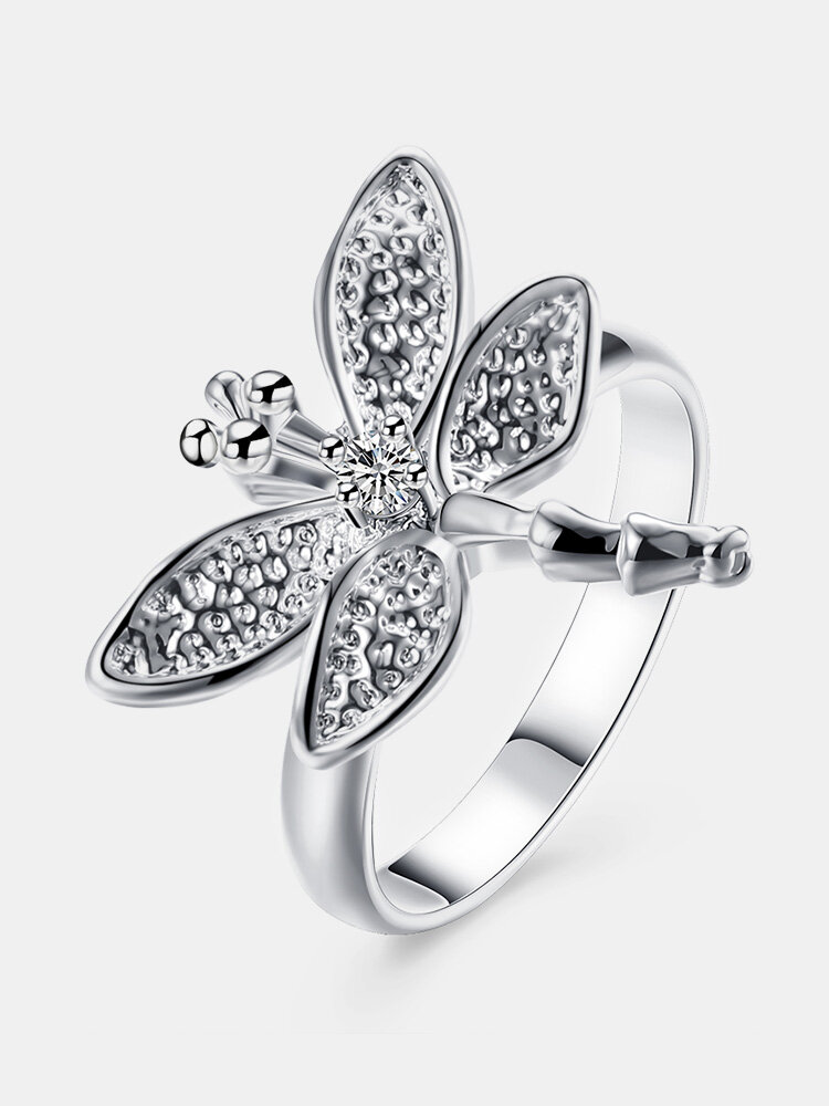 YUEYIN Luxury Ring Zircon Dragonfly Women Ring Gift