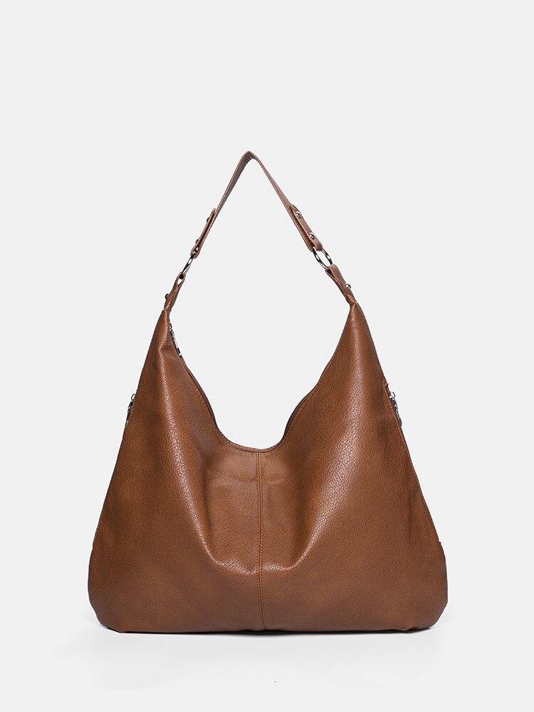 Women PU Leather Large Capacity Vintage Shoulder Bag Handbag Tote
