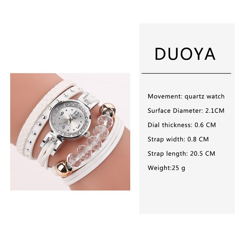 Crystal Casual Style Women Bracelet Watch Gift Leather Strap Quartz Watch