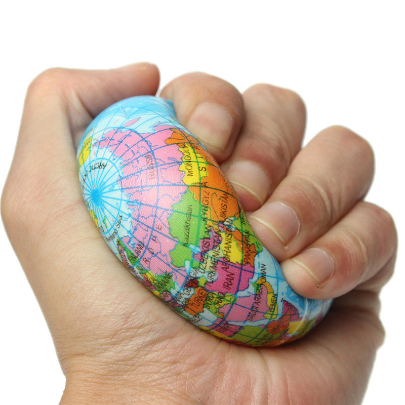

Earth Globe Squishy Toy Planet World Map Foam Stress Relief Bouncy Press Ball Geography