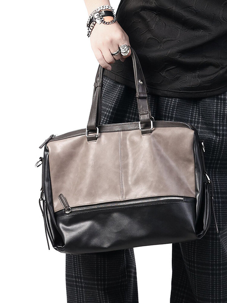 Menico Men's PU Leather Large Capacity Handbag Shoulder Bag Travel Bag Luggage Bag Messenger Bag
