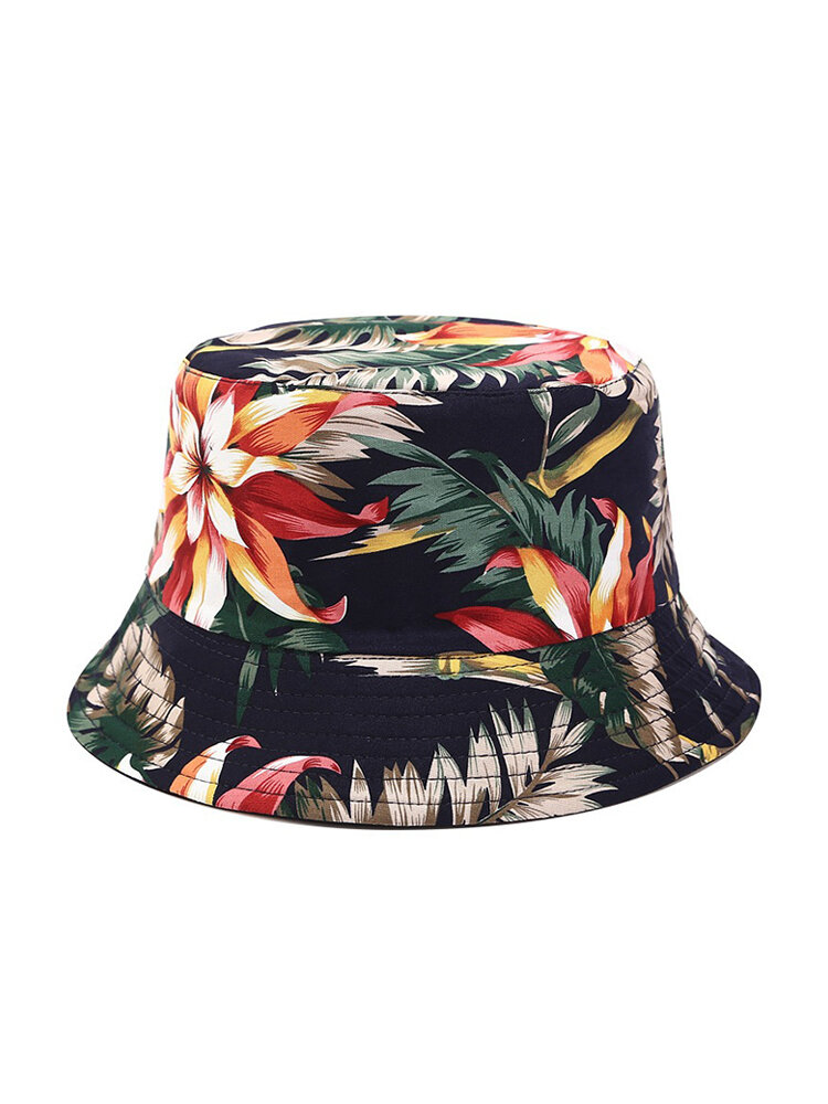 Printed Double-sided Wearable Sun Hat Summer Outdoor Collapsible Bucket Cap