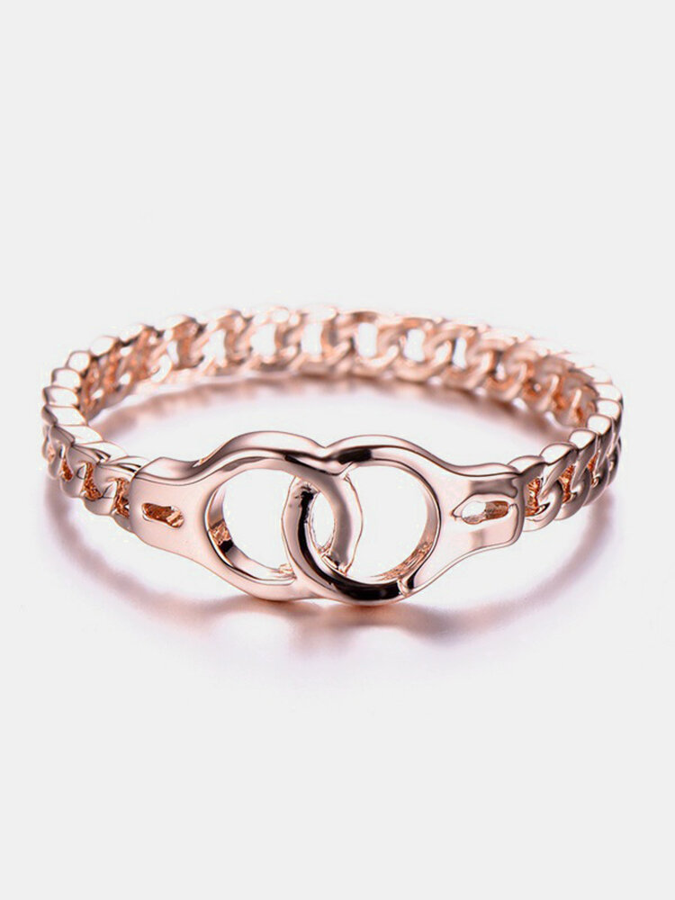 Creative Handcuffs Linkded Rose Gold Finger Rings Simple Womens Rings Casual Clothing Accessories от Newchic WW