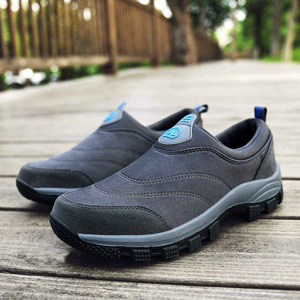 Large Size Men Suede Non-slip Slip On Casual Hiking Sneakers