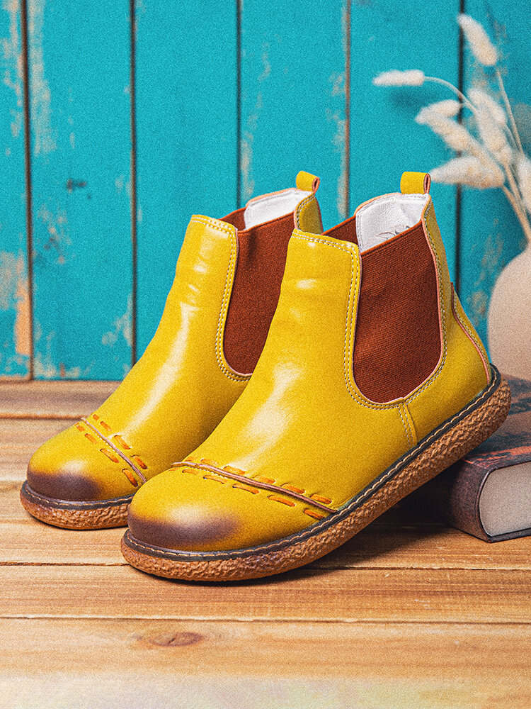 

Women Comfy Leather Warm Lined Stitching Design Chelsea Boots, Yellow;camel;coffee;yellow (warm lined);camel (warm lined);coffee (warm lined)