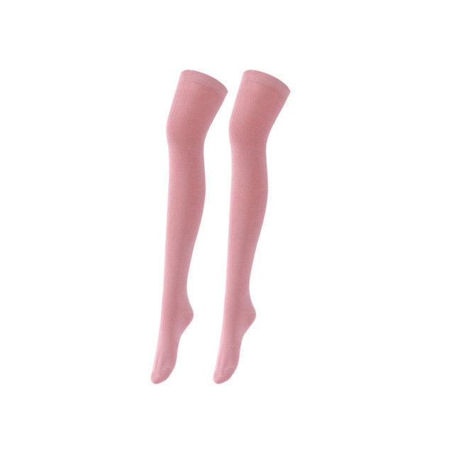 Solid Color Bright Silk Long High Socks Thickening Long Plus Fat Cotton Thin Section And Over Knee Socks
