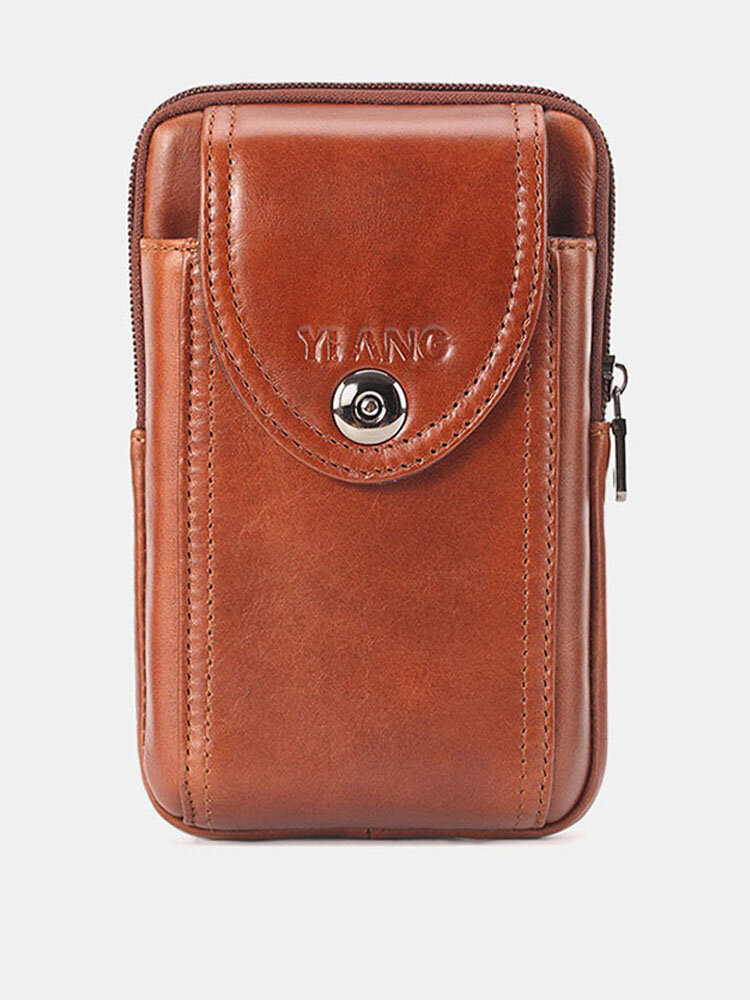 

Men Genuine Leather 6.3 Inch Phone Belt Bag Solid Vintage Phone Bag, #04;#05