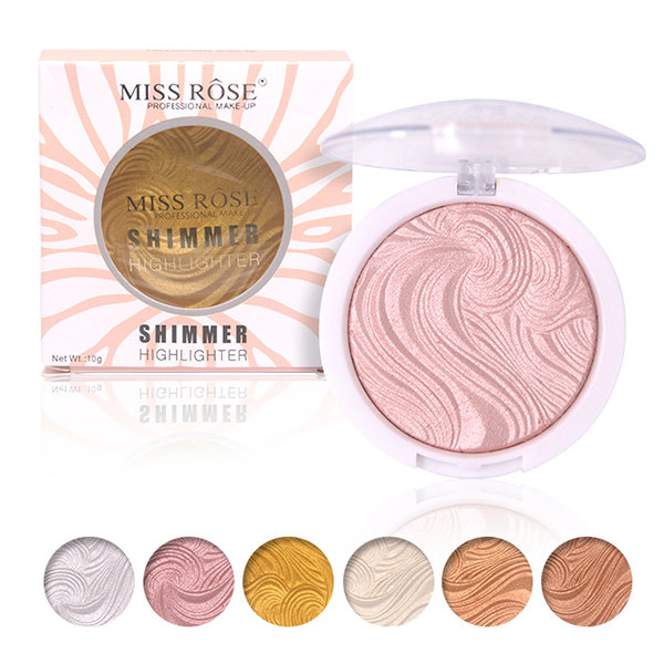 

MISS ROSE Face Highlighter Make Up Palette Waterproof White Gold Shimmer Brighten Powder Glow Kit, 01;02;06