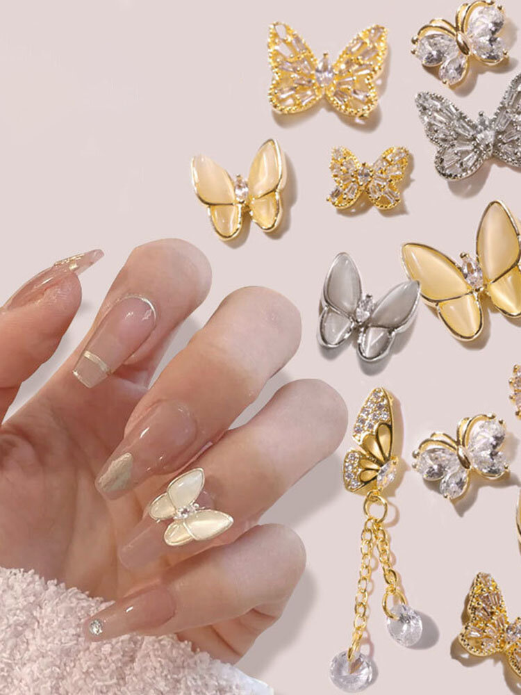 DIY Manicure Butterfly Jewelry Three-Dimensional Super Flash Rhinestone Opal Decoration