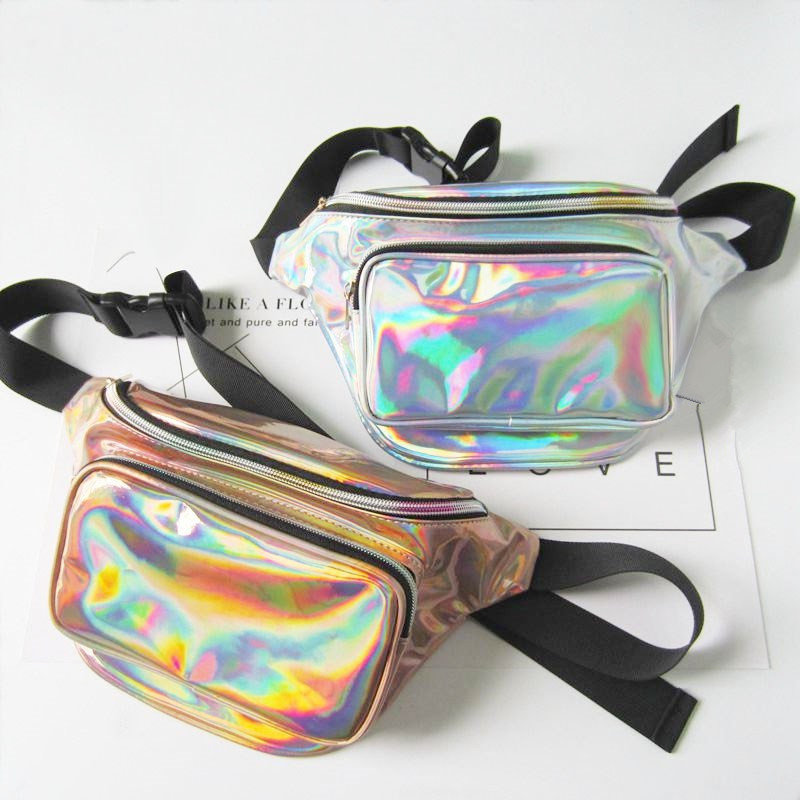 Women Harajuku Style Reflective Laser Waist Bag Adjustable Chest Bag Personality Sling Bag