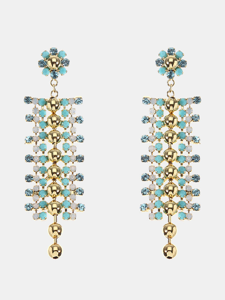 JASSY® Bohemian White Opal Pacific Opal Rhinestones Tassels Earrings Gift for Women
