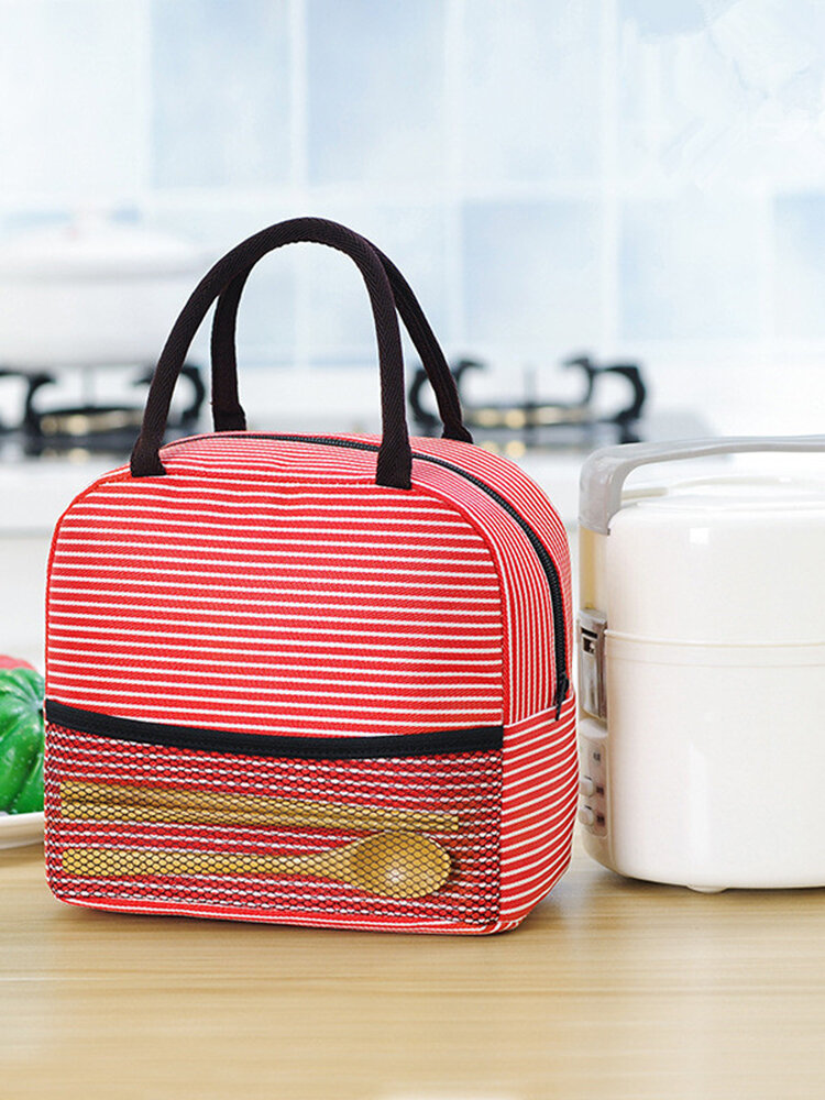 新しい到着の縞模様のランチバッグ断熱バッグ屋外ピクニック食品コンテナーバッグ  