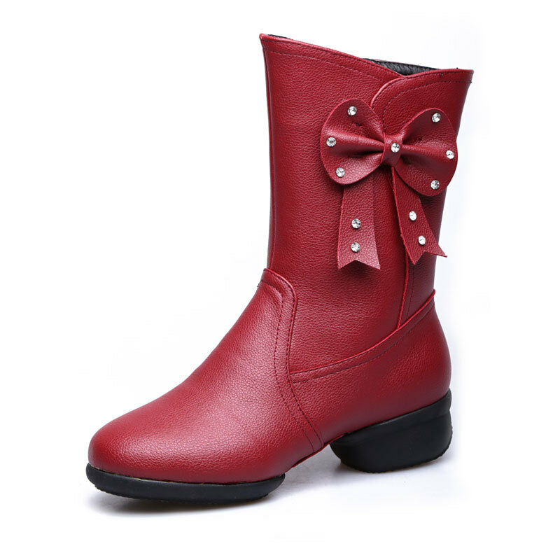 Large Size Bowknot Mid Calf Casual Knight Boots