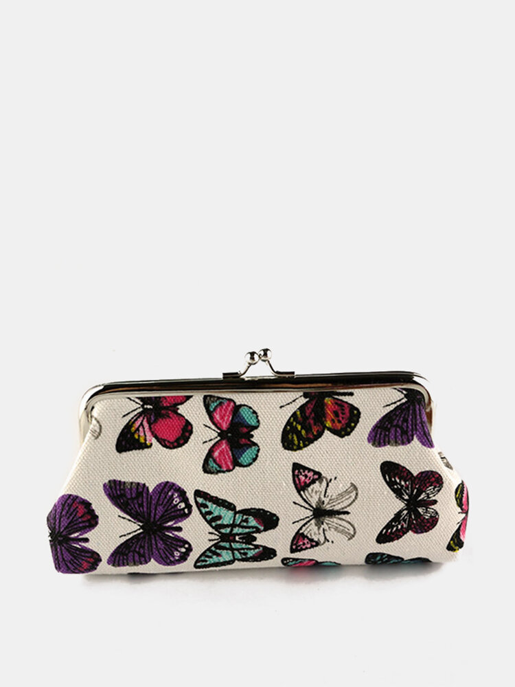 Ladies Butterfly Wallet Storage Bag Canvas Wristlet Wallet Purse Evening Clutches