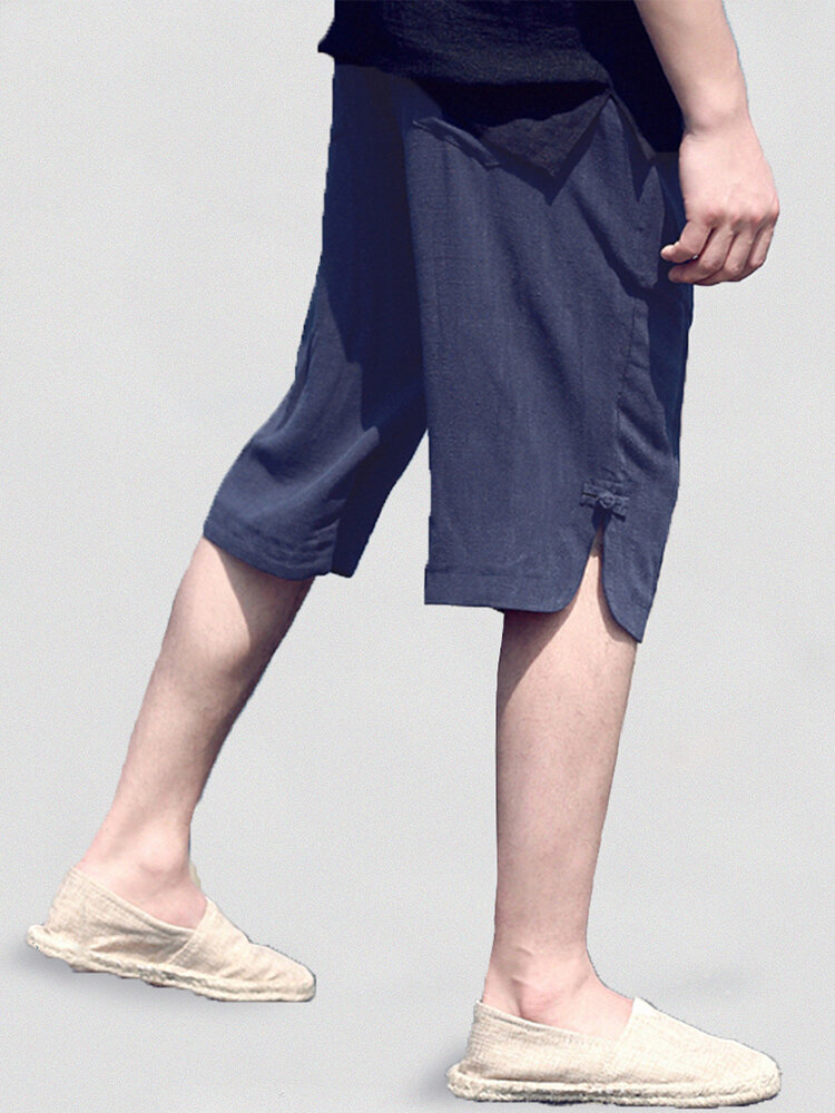 Mens 100% Cotton Breathable Summer Baggy Loose Drawstring Casual Shorts