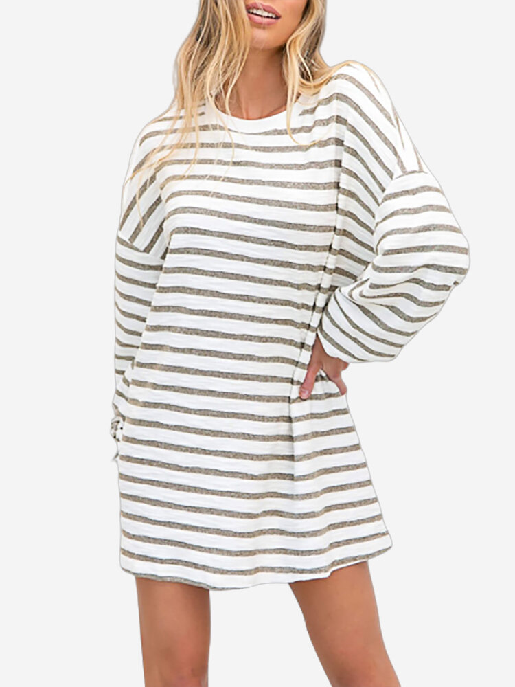 Striped Long-sleeved Set Head Casual Sweatshirt