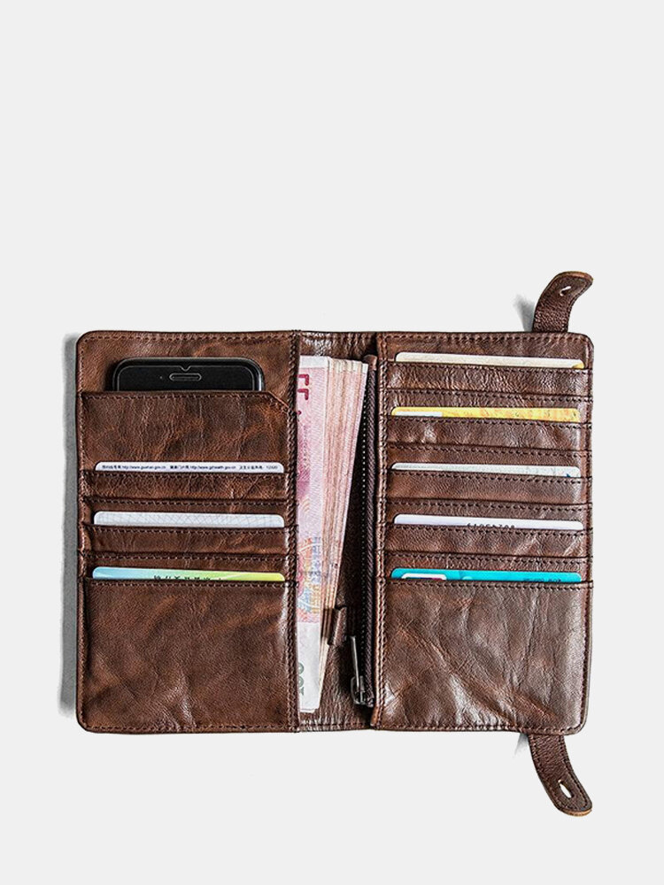 Ekphero Men Card Holder Long Wallet Phone Bag Vintage Purse