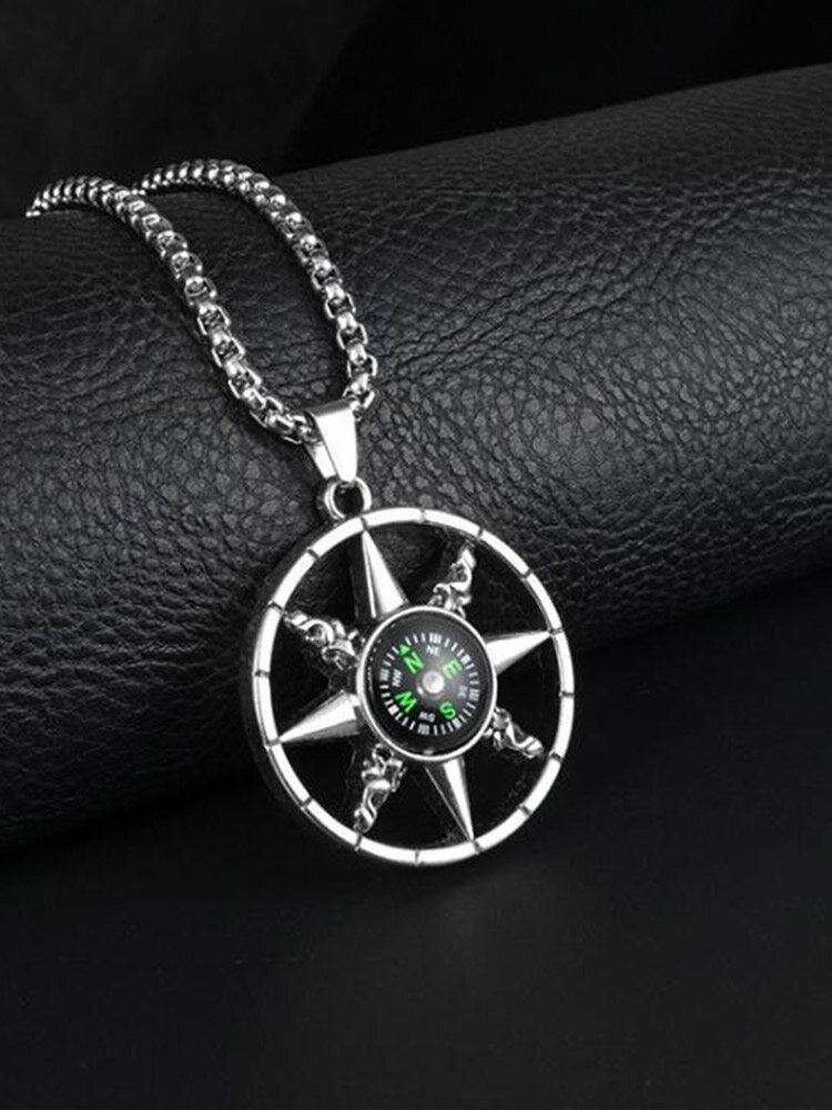 Trendy Stylish Compass-shaped Titanium Steel Necklace