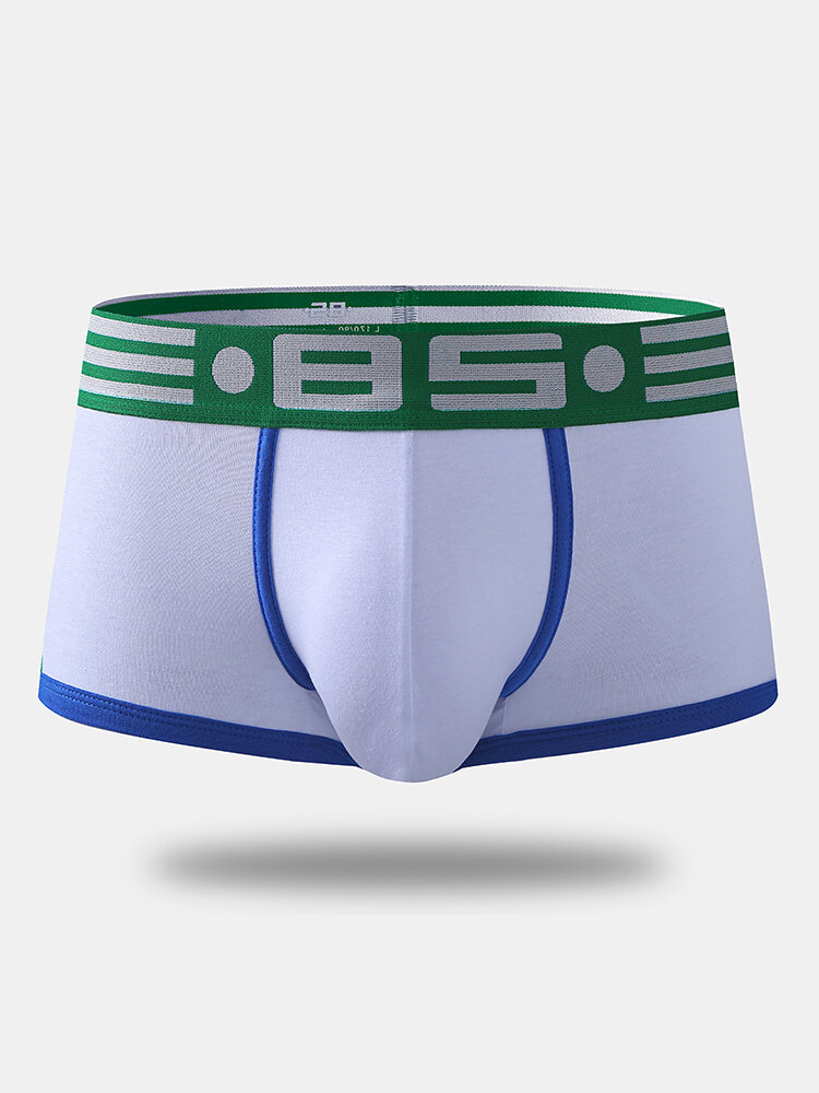 Men Sexy Patchwork Boxer Briefs Cotton Comfortable Contour Pouch  Underwear