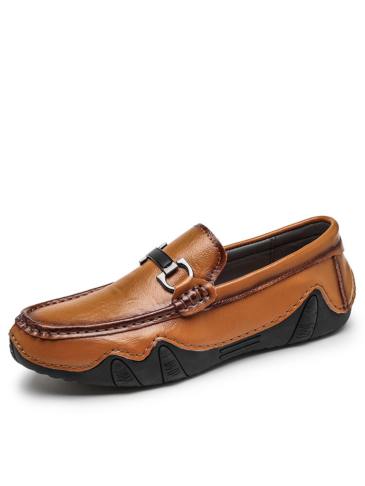 Men Retro Microfiber Leather Slip On Driving Loafers Shoes