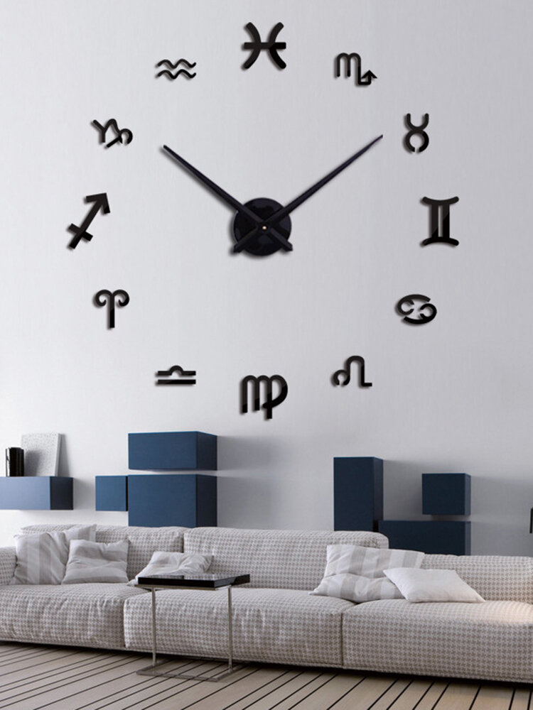 

Creative Wall Clock Mute Wall Decoration Wall Stickers DIY Acrylic 12 Constellation Large Wall Clock Living Room, Black;gold;silver;red