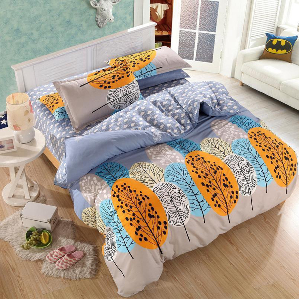 3or 4pcs Leaves Printed Bedding Set Duvet Cover Sets Bed Include Bed Sheet Pillowcase