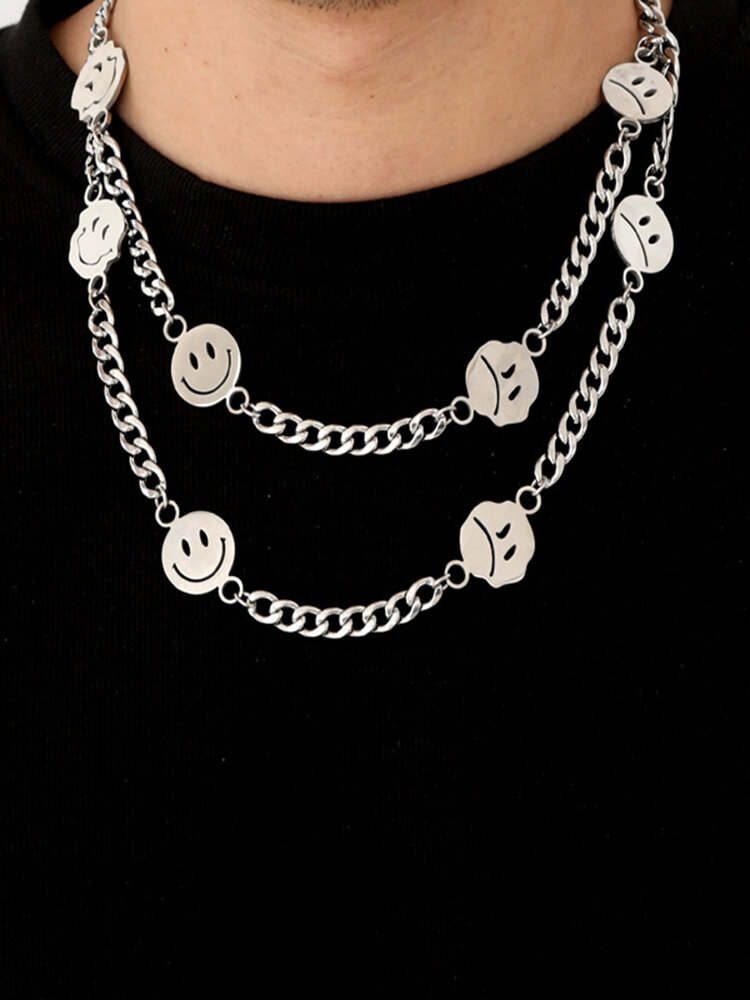 

Hip Hop Stainless Steel Smile Clavicle Chain Necklace, 1;2