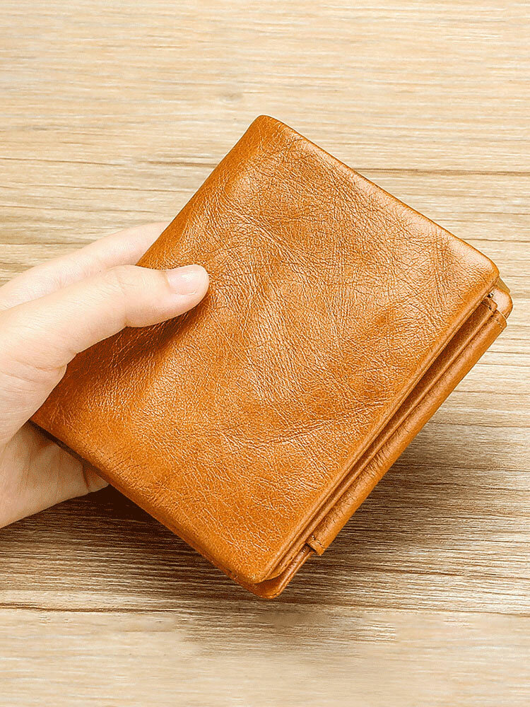 Men 8 Card Slots Rfid Antimagnetic Genuine Leather Wallet