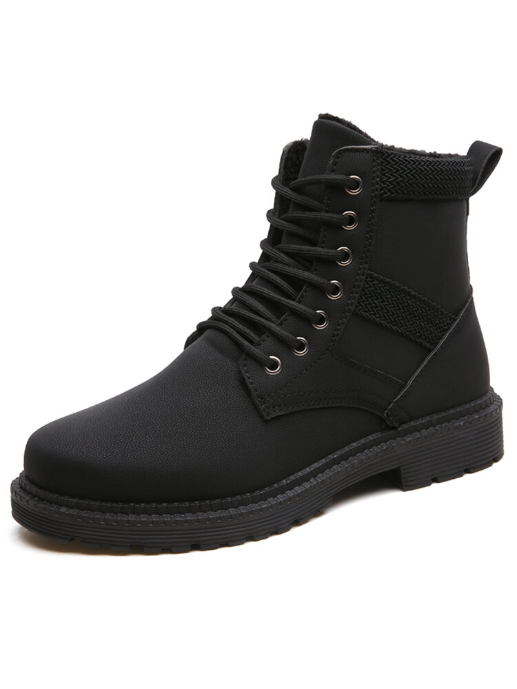Men Comfy Warm Lined Non Slip Casual Tooling Short Boots