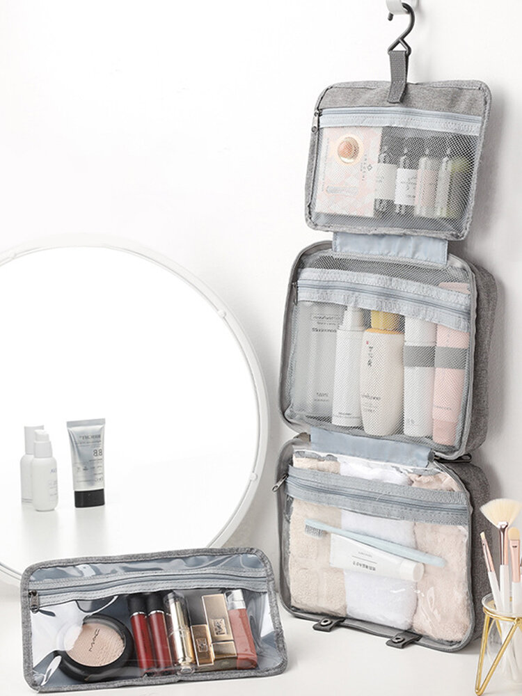 Frauen Dacron Stoff Lässige Aufbewahrungstasche mit großer Kapazität Wasserdichte tragbare Reise-Make-up-Tasche