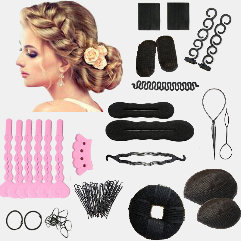 14Pcs DIY Hair Styling Accessories Kit Pads Hairpins Roller Braid Twist  Sponge Modelling Hairdress Braid Tools Kit Set - NewChic